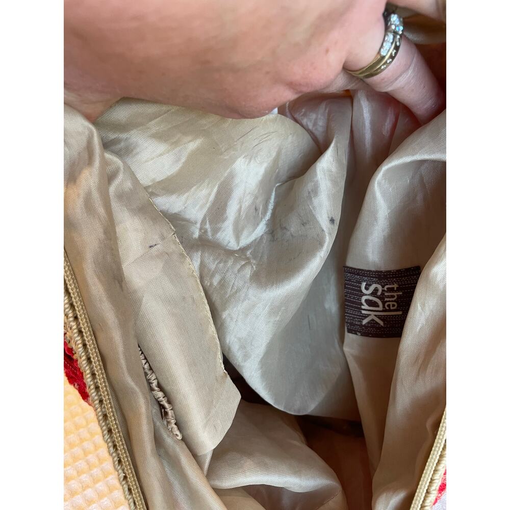 The Sak Boho Multicolor Striped Crochet Soft Crossbody Zip Closure Purse Handbag - Picture 11 of 15
